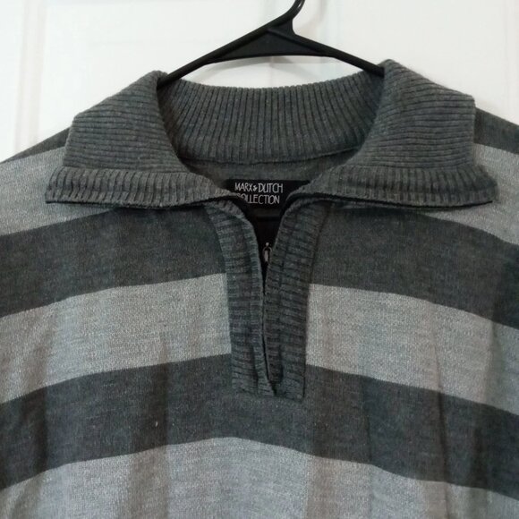 Marx & Dutch Collection Gray Striped 1/4 Zip Pullover Sweater Men's Large - Picture 4 of 7